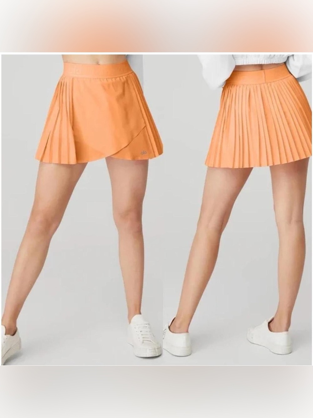 ALO Yoga Women's Aces Pleated Tennis Mini Skirt XXS Light Coral Peach Sporty